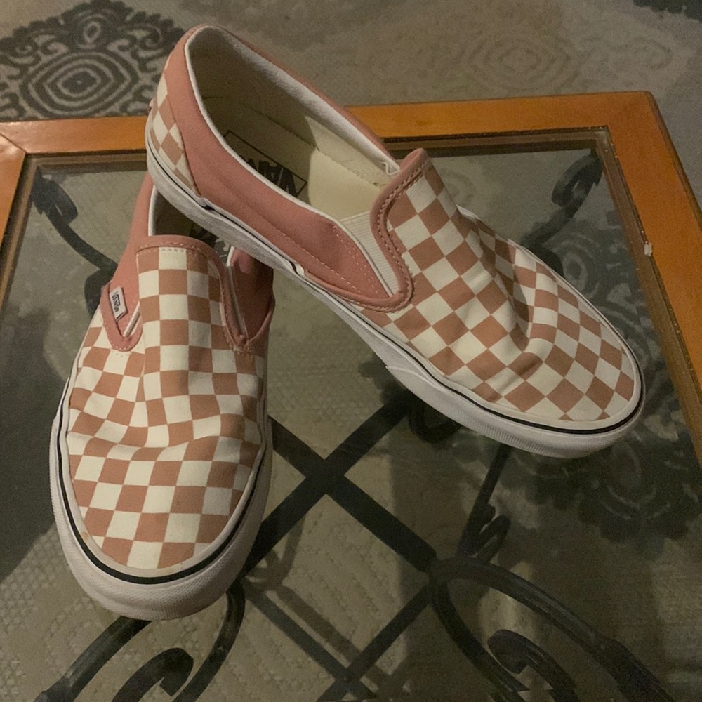 Vans Checkered dusty rose and white